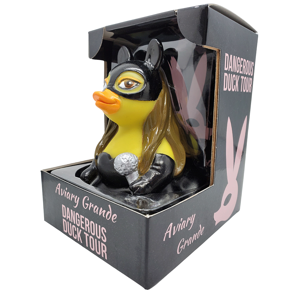 Rubber duck with Aviary Grande Dangerous Duck Tour packaging