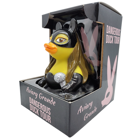 Rubber duck with Aviary Grande Dangerous Duck Tour packaging
