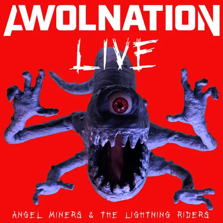Album cover with a creature-like face and 'AWOLNATION LIVE' text on a red background