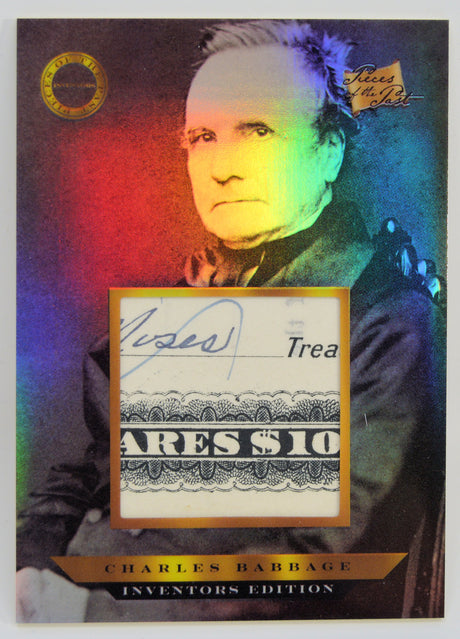 Card featuring Charles Babbage with a colorful gradient background and text overlay.