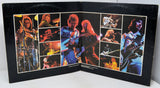 Album cover with a collage of a musician playing guitar on a white background