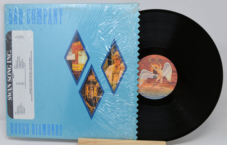 Vinyl record with a blue cover featuring artistic designs and text.