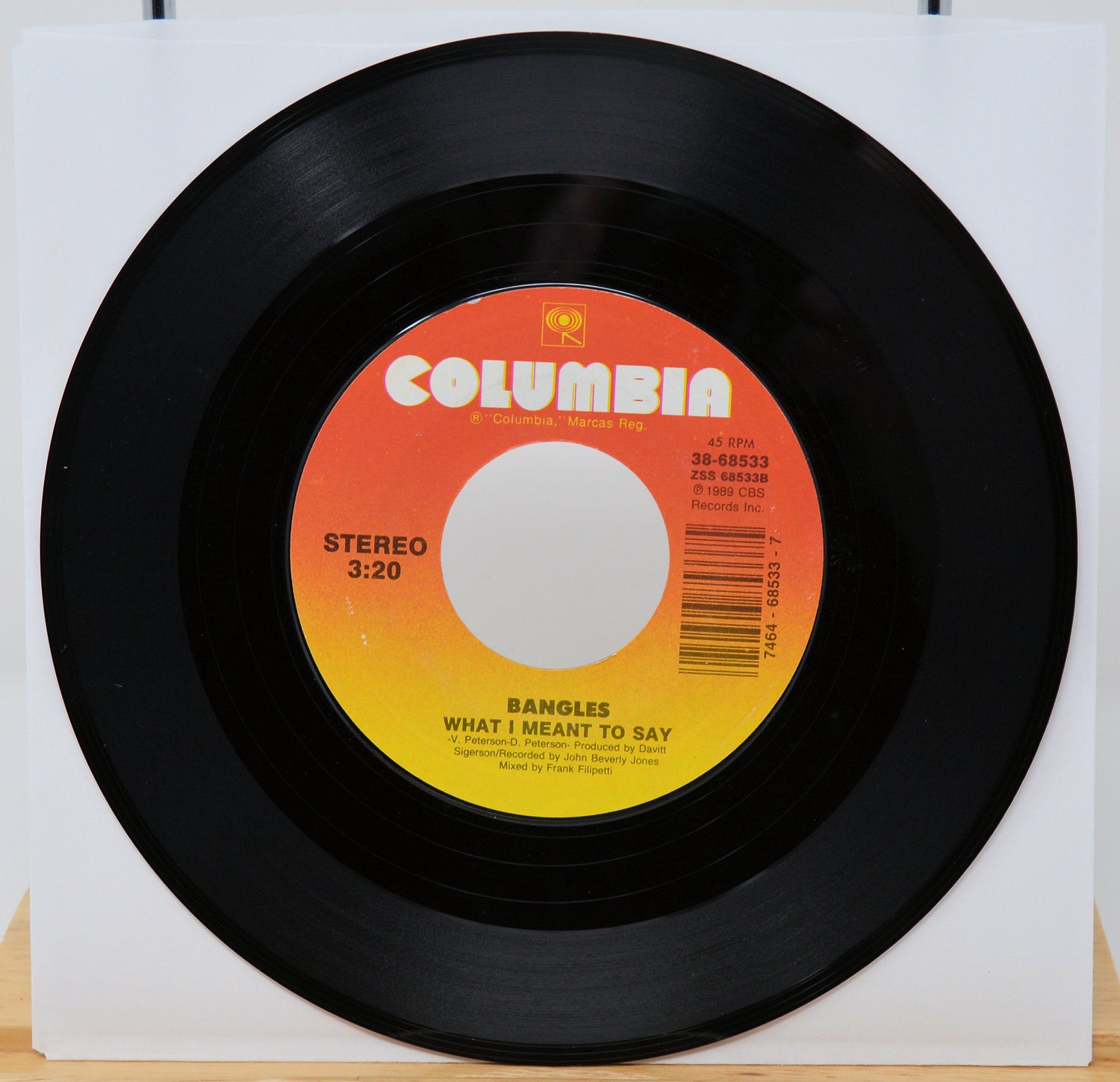 Vinyl record with Columbia label on a white background