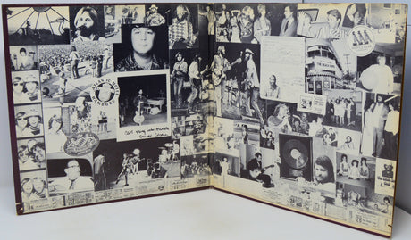 Collage of black and white photos on a record sleeve