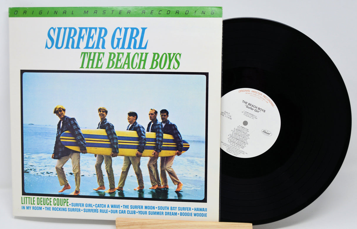 Vinyl record and cover of 'Surfer Girl' by The Beach Boys