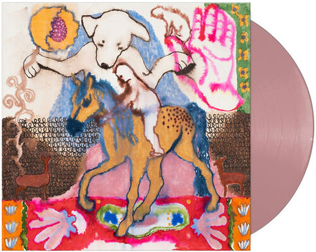 Vinyl record with a colorful cover featuring animals and abstract designs.