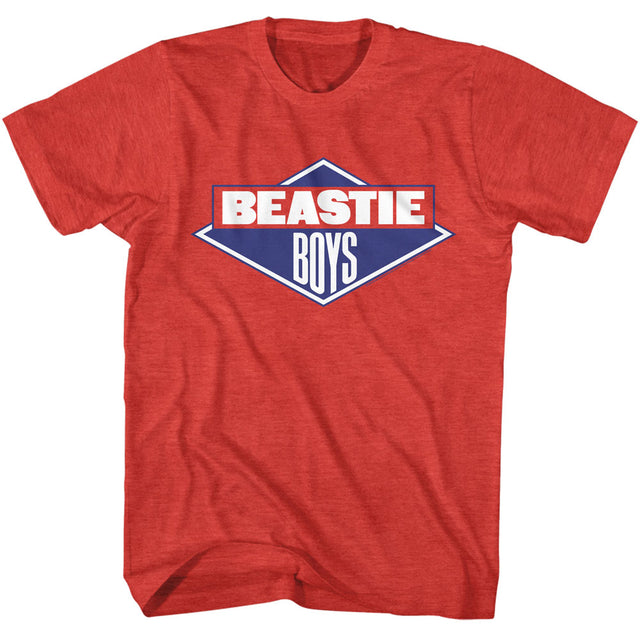 Red t-shirt with 'Beastie Boys' logo on a white background