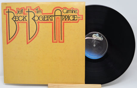Vinyl record with a yellow cover featuring the band name 'Beck, Bogert & Appice' on a white background.