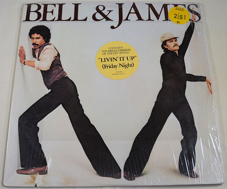 Front cover of Bell & James 1978 album featuring duo in dance stance with sale sticker