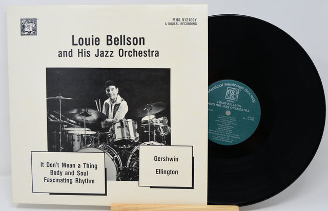 Vinyl record and cover featuring Louie Bellson and His Jazz Orchestra on a light gray background