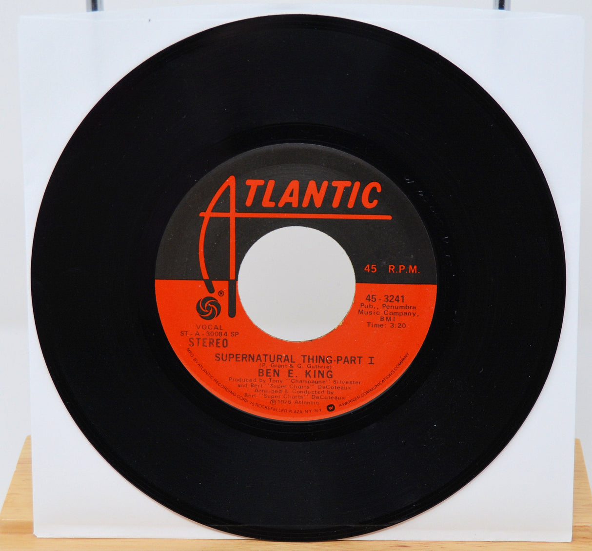 Ben E. King Supernatural Thing Part I 45 RPM vinyl record on Atlantic label