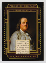 Benjamin Franklin relic collectible card featuring an authentic manuscript fragment