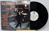 Vinyl record with cover featuring Tony Bennett's 'Greatest Hits' on a white background