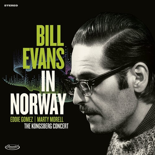 Album cover featuring a profile of a man with text about Bill Evans in Norway and other musicians.