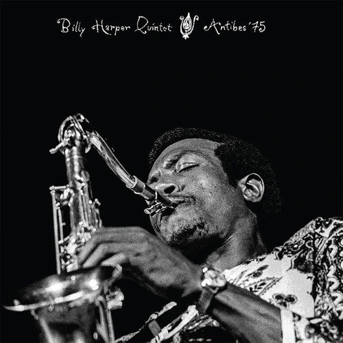 Black and white album cover featuring a saxophonist playing with text 'Billy Harper Quintet Antibes '75'.