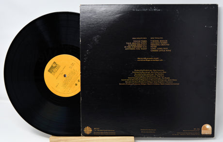 Back cover of Bim's 'Anything You Want' vinyl LP showing tracklist and credits