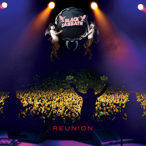 Cover art for Black Sabbath - Reunion Live vinyl record featuring the band performing live with an audience in the background.