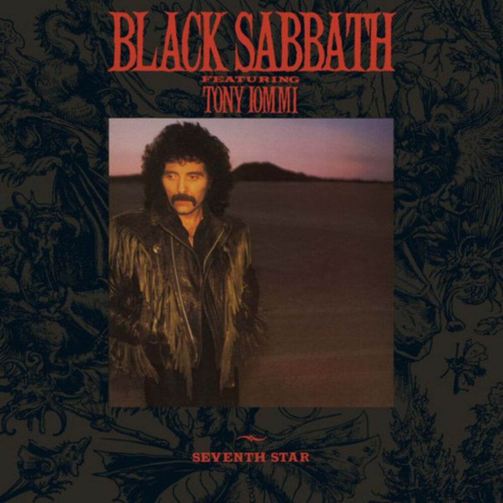 Album cover for 'Seventh Star' by Black Sabbath featuring Tony Iommi with a dark, textured background.