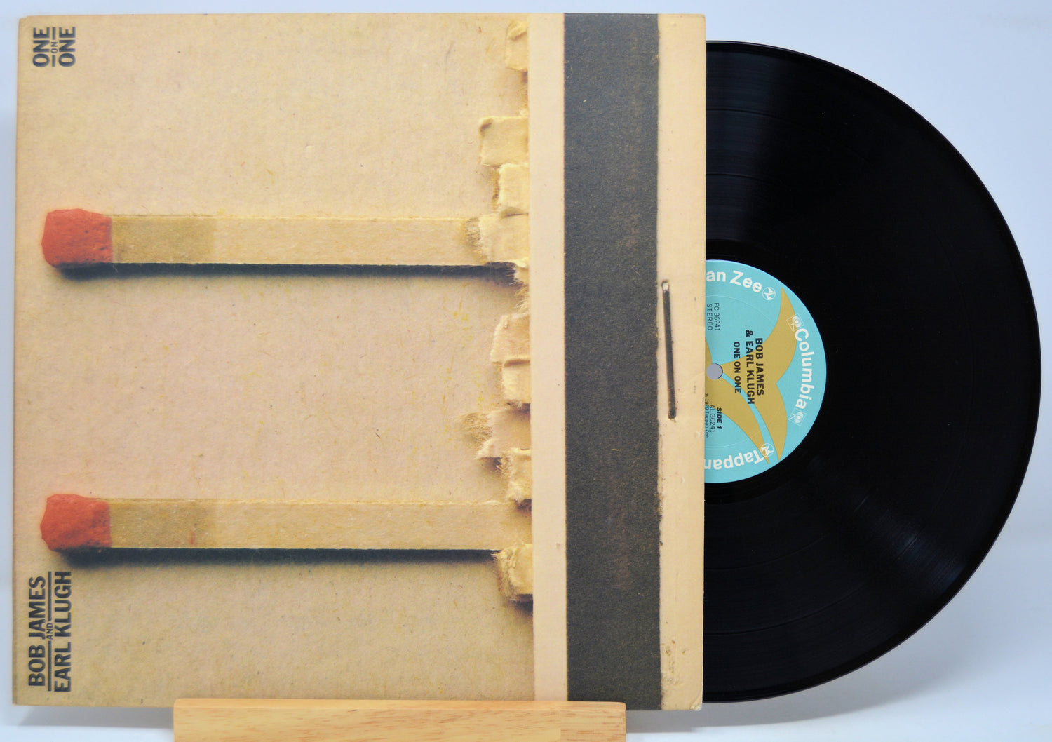 'Bob James And Earl Klugh One On One' Vinyl record with a matchbox design featuring matches and a record label.