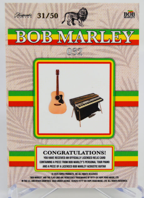Bob Marley - Tour Piano and Guitar Relic Card