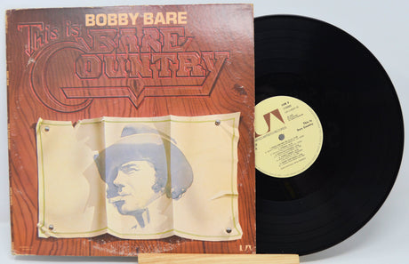 Front cover of Bobby Bare's 'This Is Bare Country' vinyl record featuring illustrated portrait