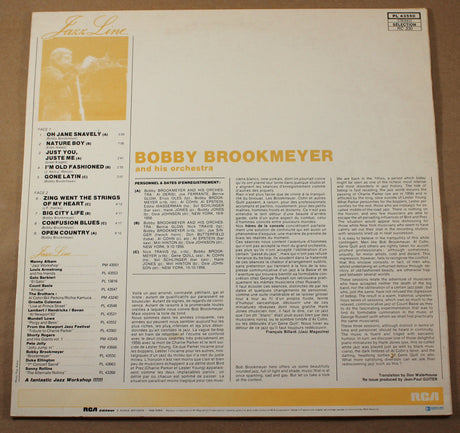 Back cover of Bobby Brookmeyer and His Orchestra vinyl LP with song list and liner notes