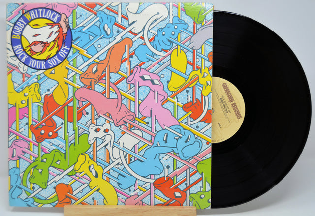 'Bobby Whitlock Rock Your Sox Off' Vinyl record with a colorful cover featuring cartoon characters and text.
