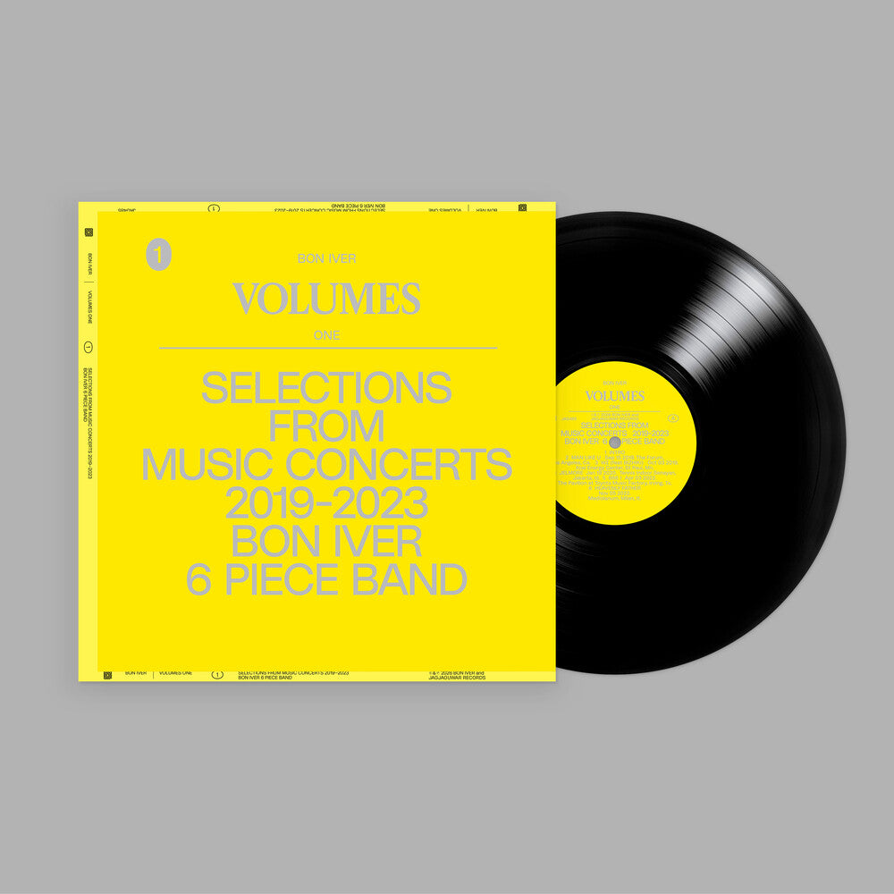 Vinyl record with yellow cover featuring text about music concert selections.