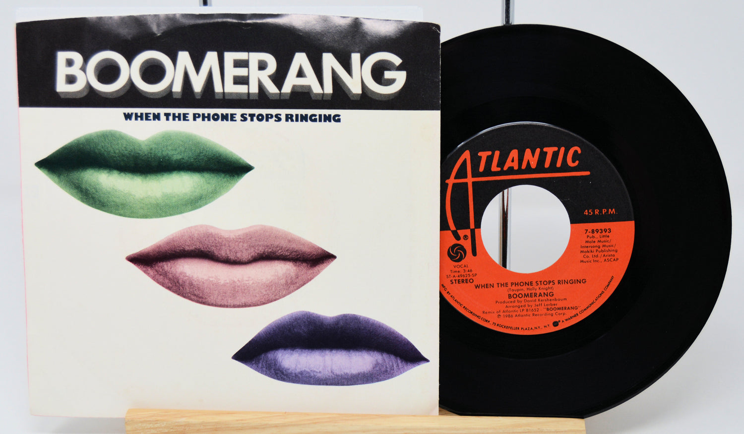 Vinyl record and cover with 'Boomerang' and 'Atlantic' branding