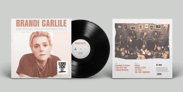 Vinyl record with Brandi Carlile album cover and additional artwork on a gray background