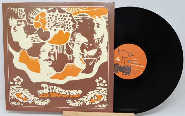 Front cover and vinyl record of Brimstone Solar Radiation Band LP featuring psychedelic band art