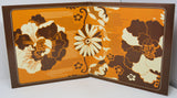 Retro vinyl gatefold with bold orange and brown floral psychedelic design and lyrics