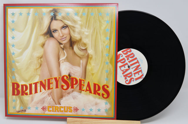 Front cover of Britney Spears Circus vinyl LP showing Britney Spears in a glamorous pose with bold album title