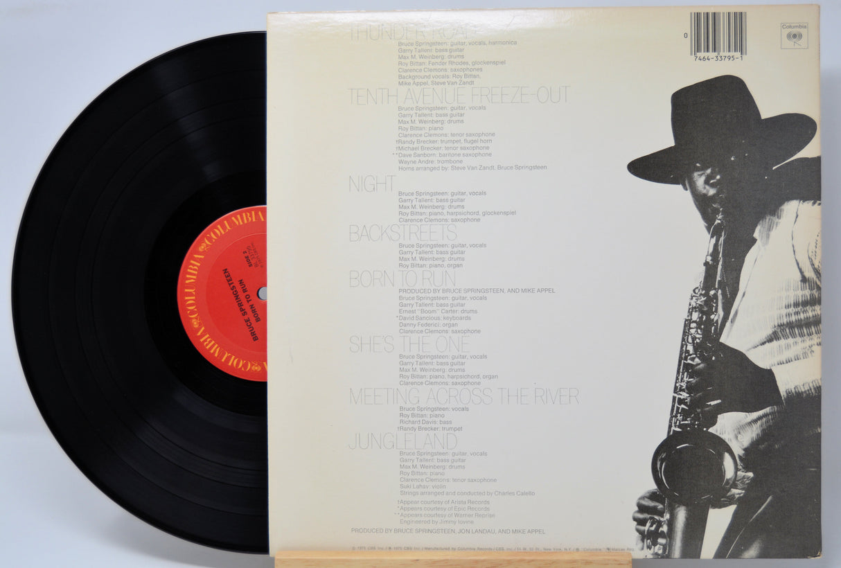 'Bruce Springsteen Born To Run' Vinyl record with a saxophonist on the back cover