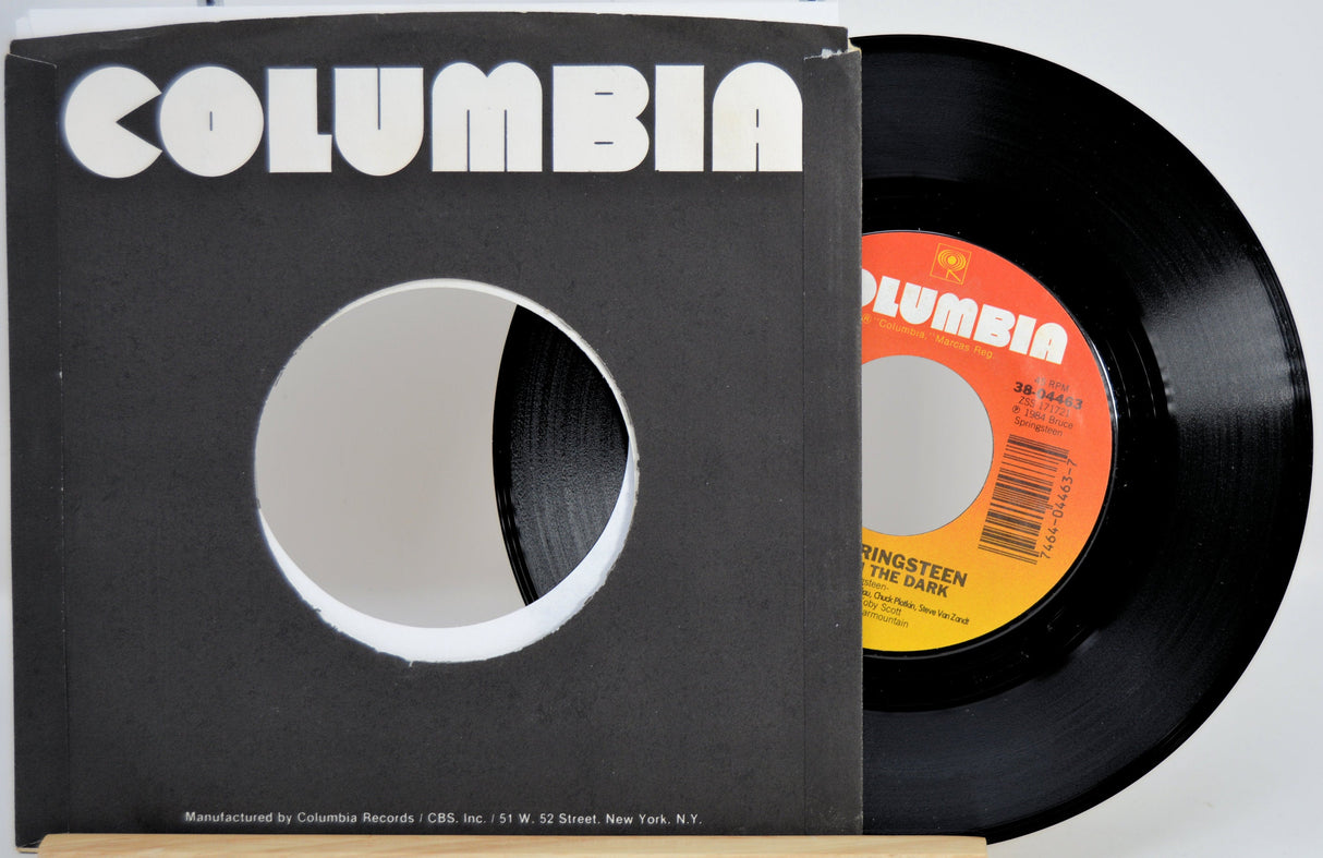 Columbia Records sleeve and Bruce Springsteen 'Dancing in the Dark' 7-inch vinyl single