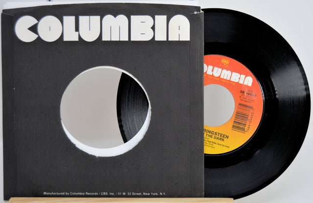 Columbia Records sleeve and Bruce Springsteen 'Dancing in the Dark' 7-inch vinyl single