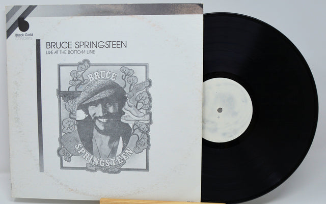 Front cover of Bruce Springsteen Live at The Bottom Line vinyl with illustrated artist portrait