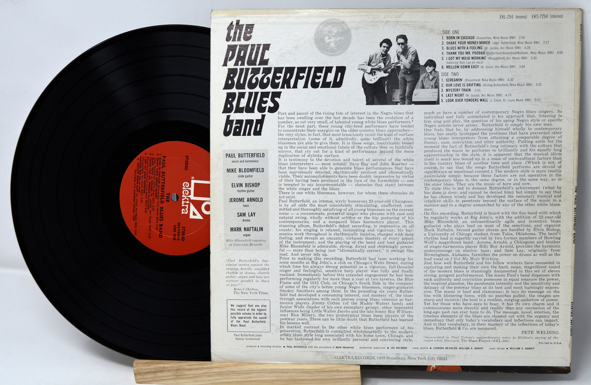 Vinyl record with cover featuring 'The Paul Butterfield Blues Band' on a light gray background