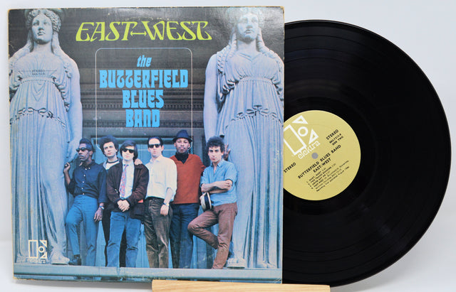 Vinyl record and cover of 'The Buggerfield Blues Band' album by East West on a white background