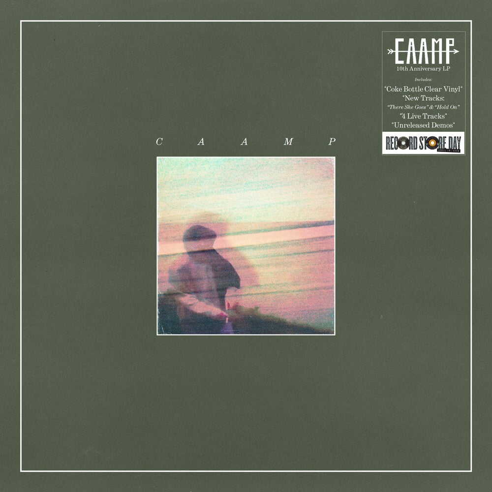 Album cover with a person's silhouette against a blurred background, on a green background with text and branding.