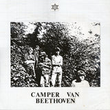 Album cover with black and white photo of people in a rocky area, featuring 'Camper Van Beethoven' text.
