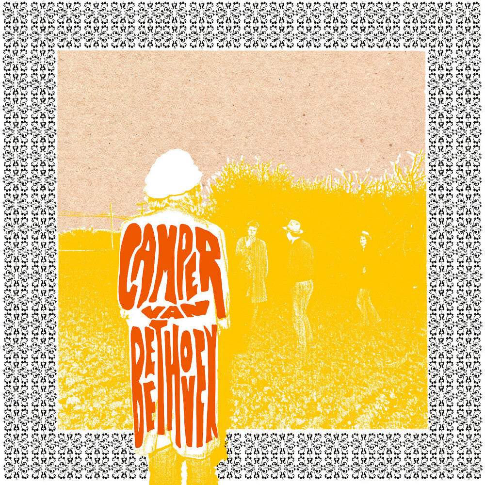 Album cover with text 'Camper Van Beethoven' and silhouettes of people on a yellow background.