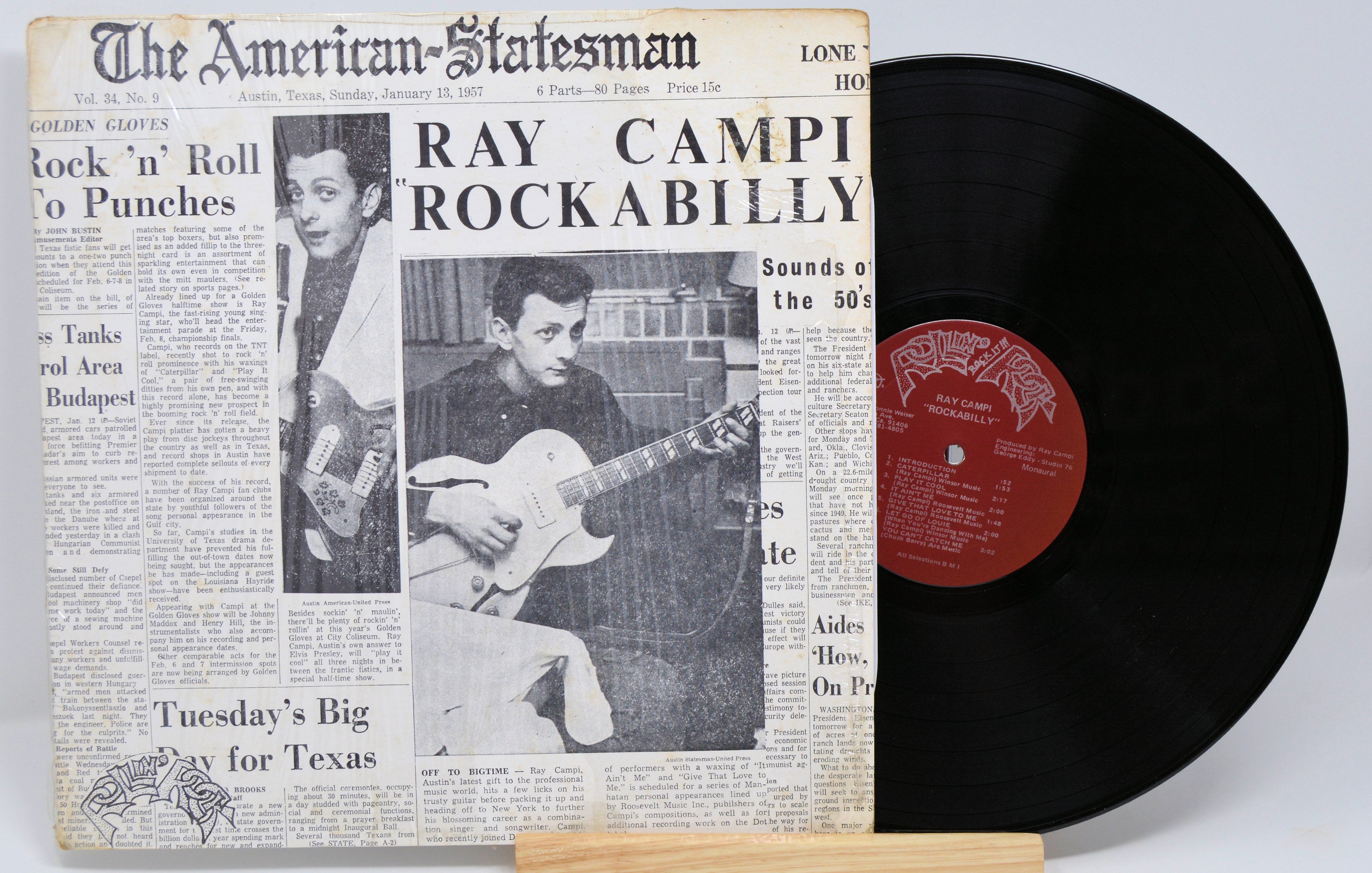 Ray Campi - Rockabilly, Vinyl Record Album LP, Rollin' Rock ‎– LP