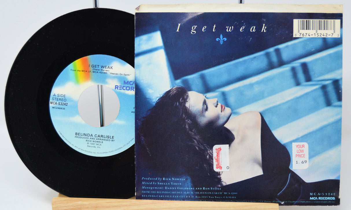 Vinyl record and its cover featuring a person lying down with a blue background.