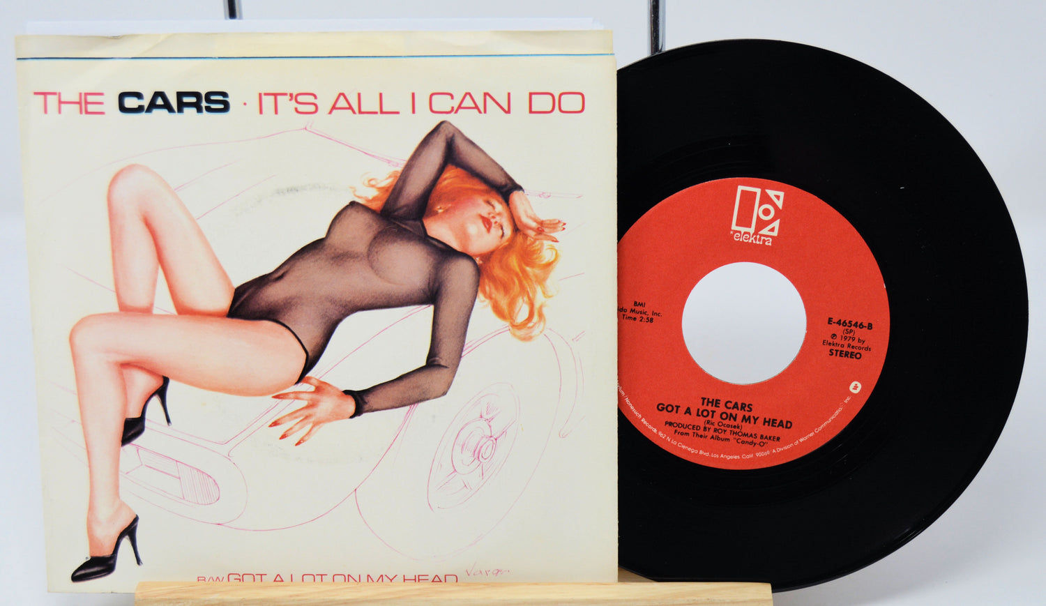 Vinyl record and cover of 'The Cars' album 'It's All I Can Do'.
