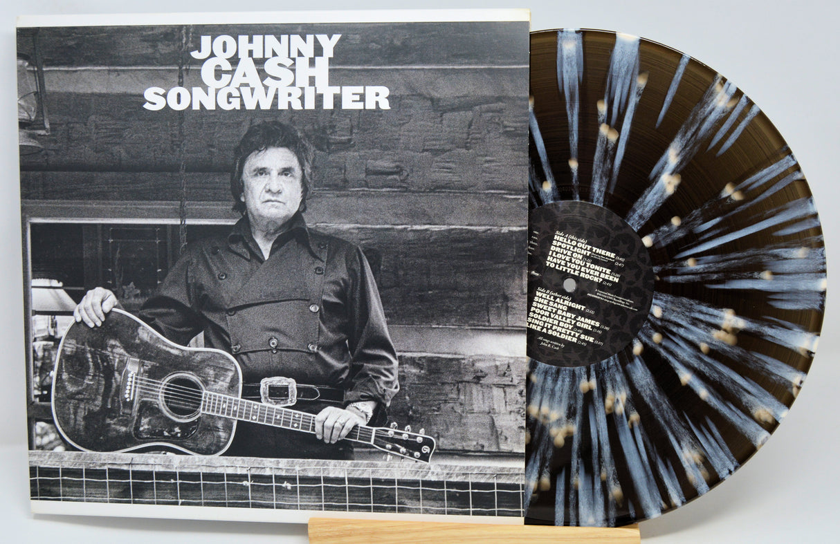 Vinyl record with Johnny Cash cover and splatter design