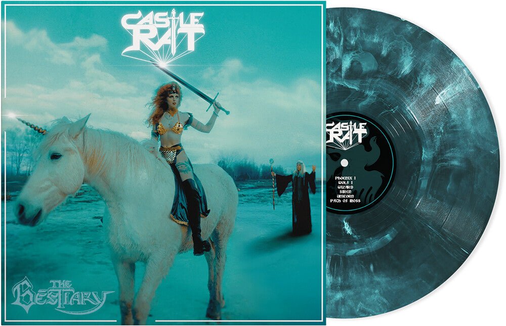 Vinyl record with a fantasy-themed cover featuring a woman on a unicorn.