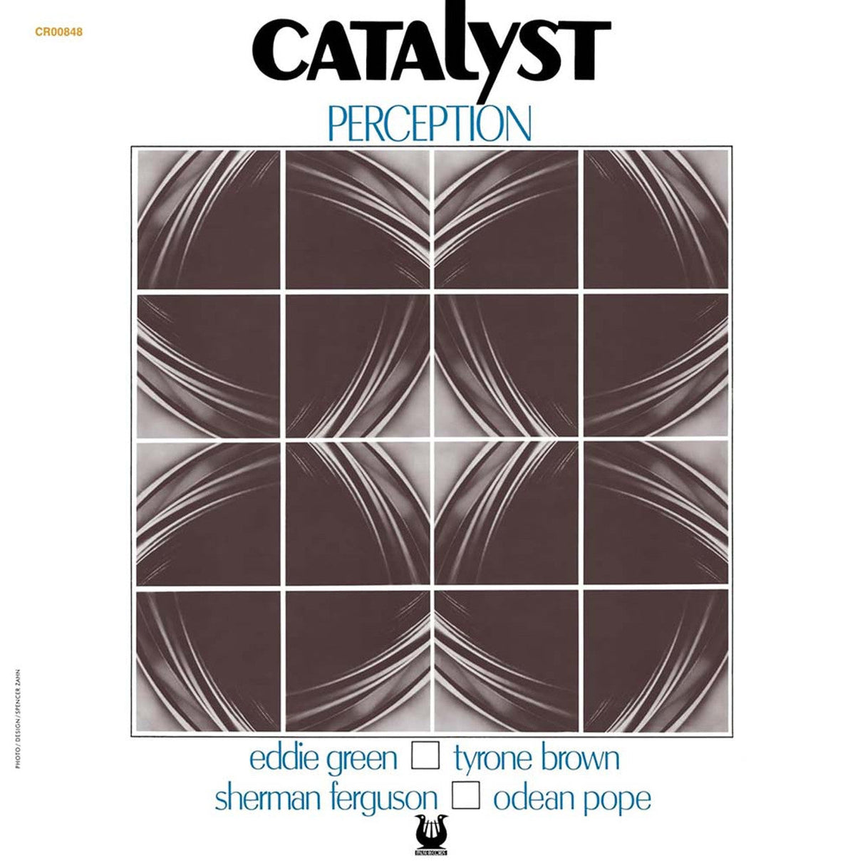 Front cover of Catalyst Perception album with abstract square design and musician names