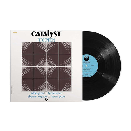 Catalyst Perception vinyl record partially out of its cover with geometric album artwork