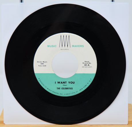 Vinyl record with a white label featuring text and a black border.